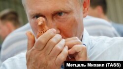 Президент России Владимир Путин посещает молодежный лагерь «Таврида» в Крыму, 20 августа 2017 года