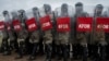 Turkish soldiers serving in KFOR, the NATO-led peacekeeping force, take part in a crowd and riot control exercise near the town of Ferizaj, in southeastern Kosovo. (file photo)