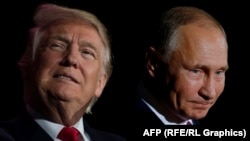 A combo photo of US President-elect Donald Trump (L) and Russian President Vladimir Putin