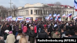 Пророссийский митинг в Симферополе в поддержку «референдума». Крым, 9 марта 2014 года